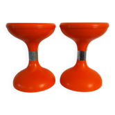 2 orange diabolo stools from the 70s