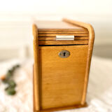 Wooden index card box vintage curtain file