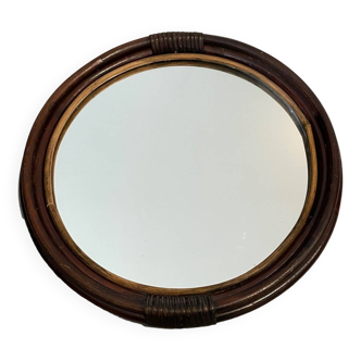 Miroir en rotin rond vintage