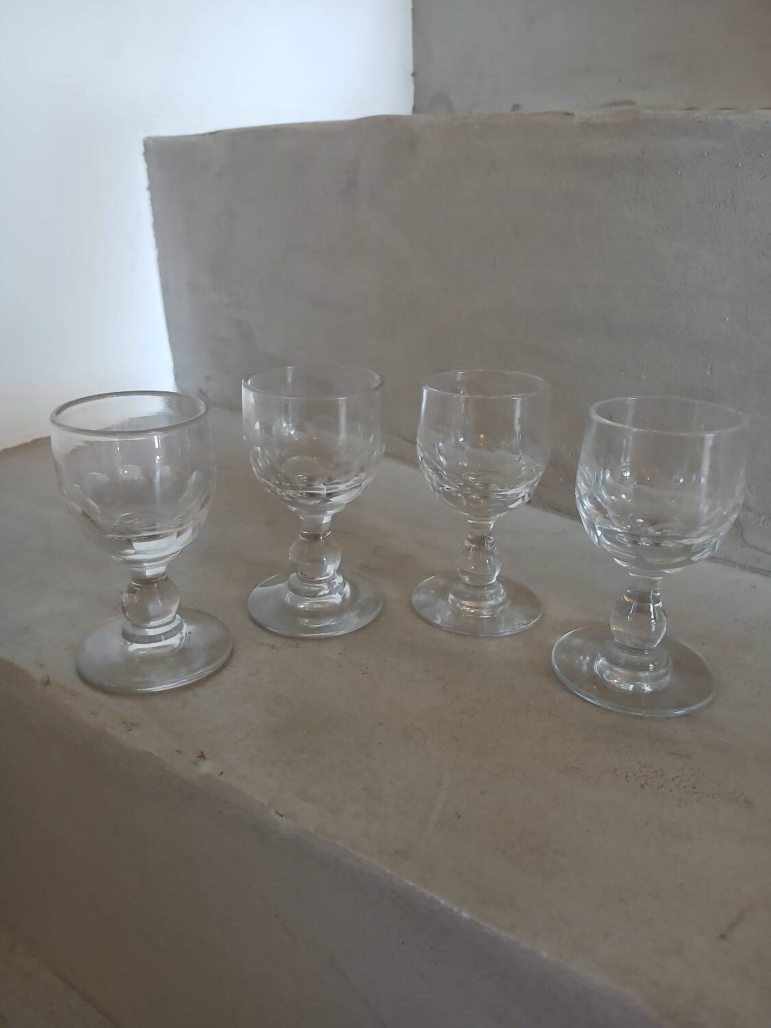 4 antique liqueur glasses