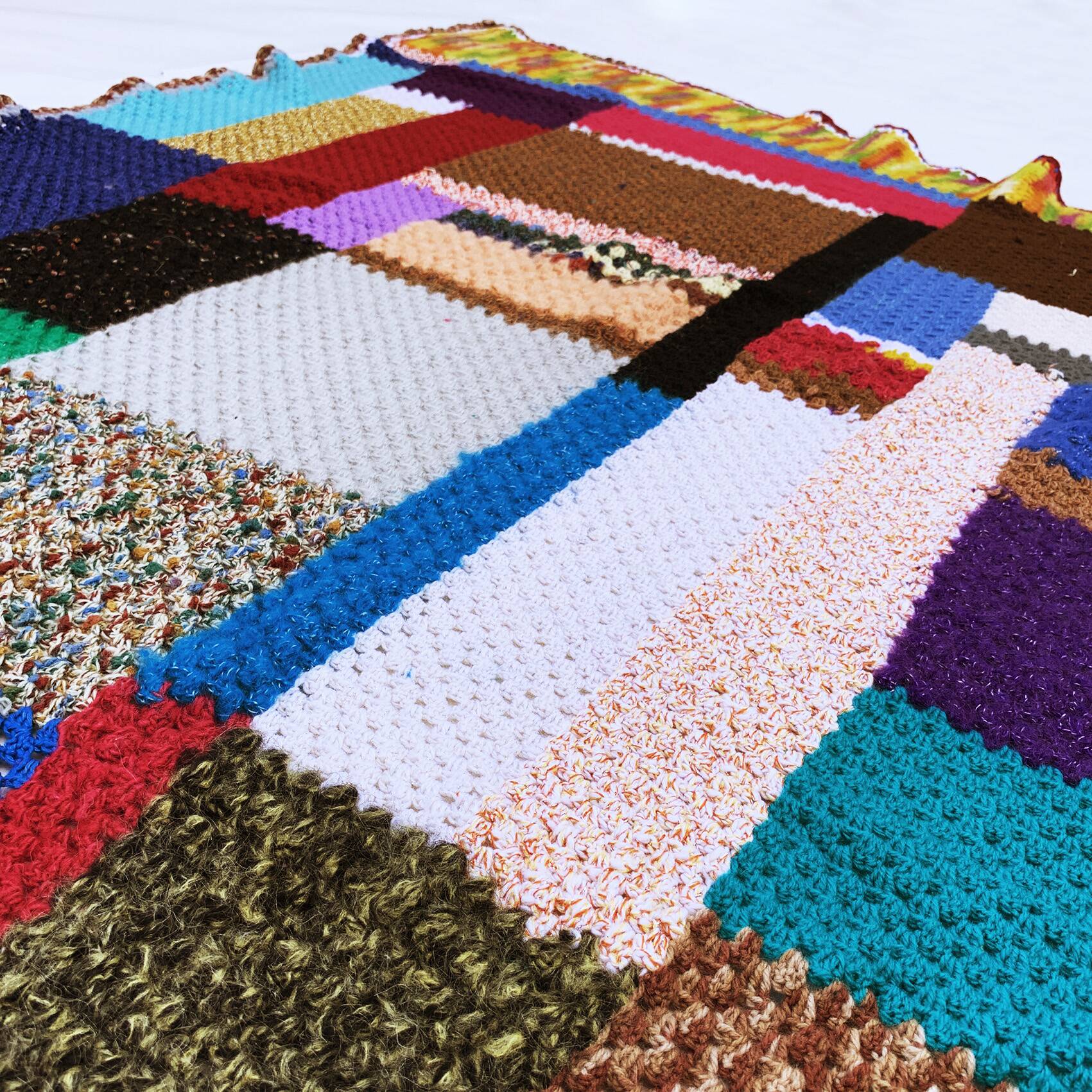 Handmade Crochet Patchwork Throw Blanket Bedspread