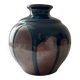 Ink blue round vase and bronze