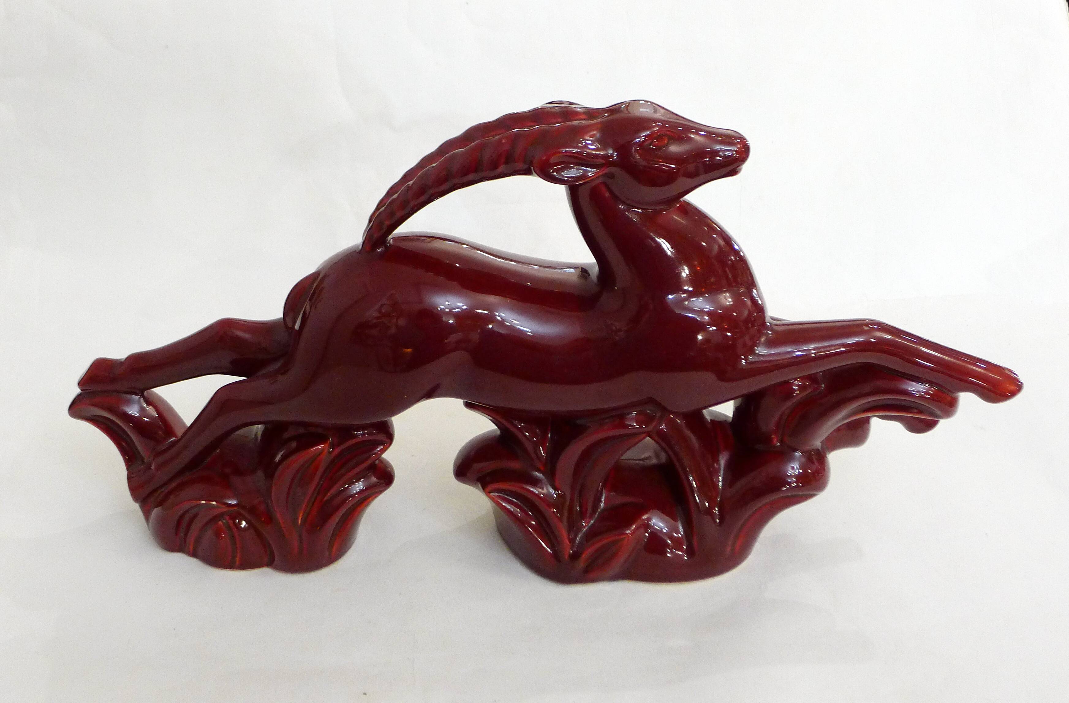 Art Deco Faience Gazelle Sculpture