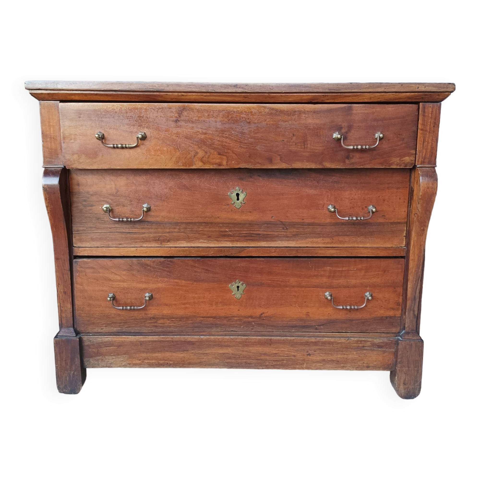 Cross-legged commode from the Restoration period in walnut.