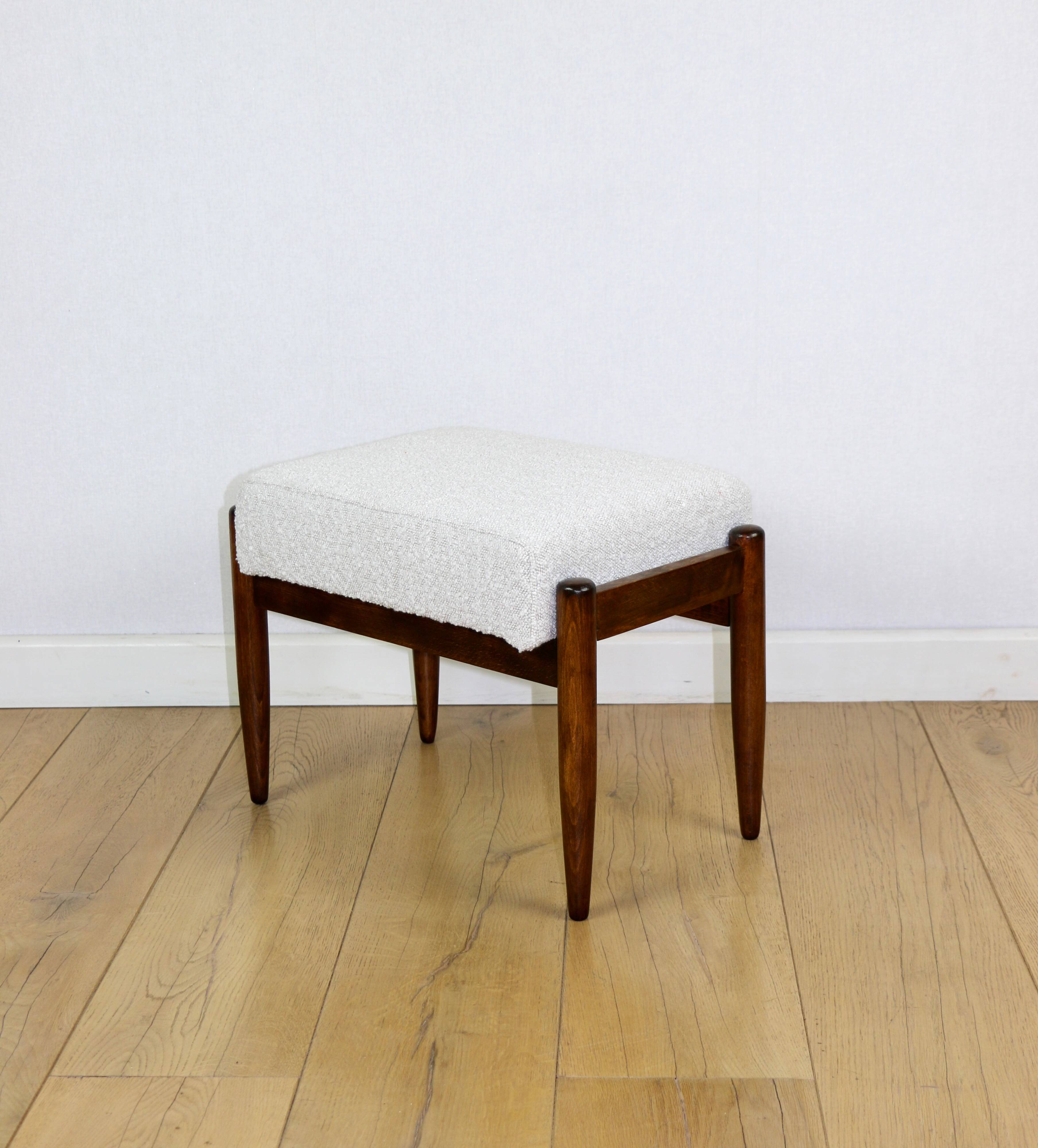 Edmund Homa stool, cream ivory white boucle seat - 2 pieces available