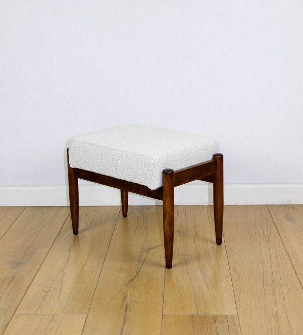 Tabouret Edmund Homa, siège en bouclé crème ivoire blanc - 2 pièces disponibles