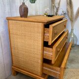 Vintage rattan chest of drawers