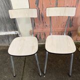 2 White Formica chairs