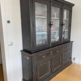 Bibliothèque / vitrine ancienne bois et fer forgé