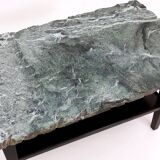 Ebonized Wood Coffee Table with a Green Alps Marble Top, Italy