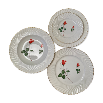 Ensemble plats de service Luneville aux roses