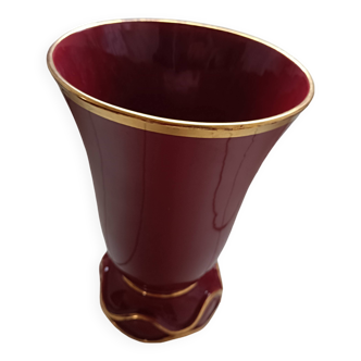 Large red St Clément vase from the 1950s