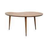 Solid Wood Kidney-Shaped Coffee Table Side Table 1960s