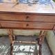 Console, side desk or dressing table in wood with marquetry top and 2 drawers