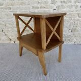 Light wood bedside table with crossbars, around 1960.