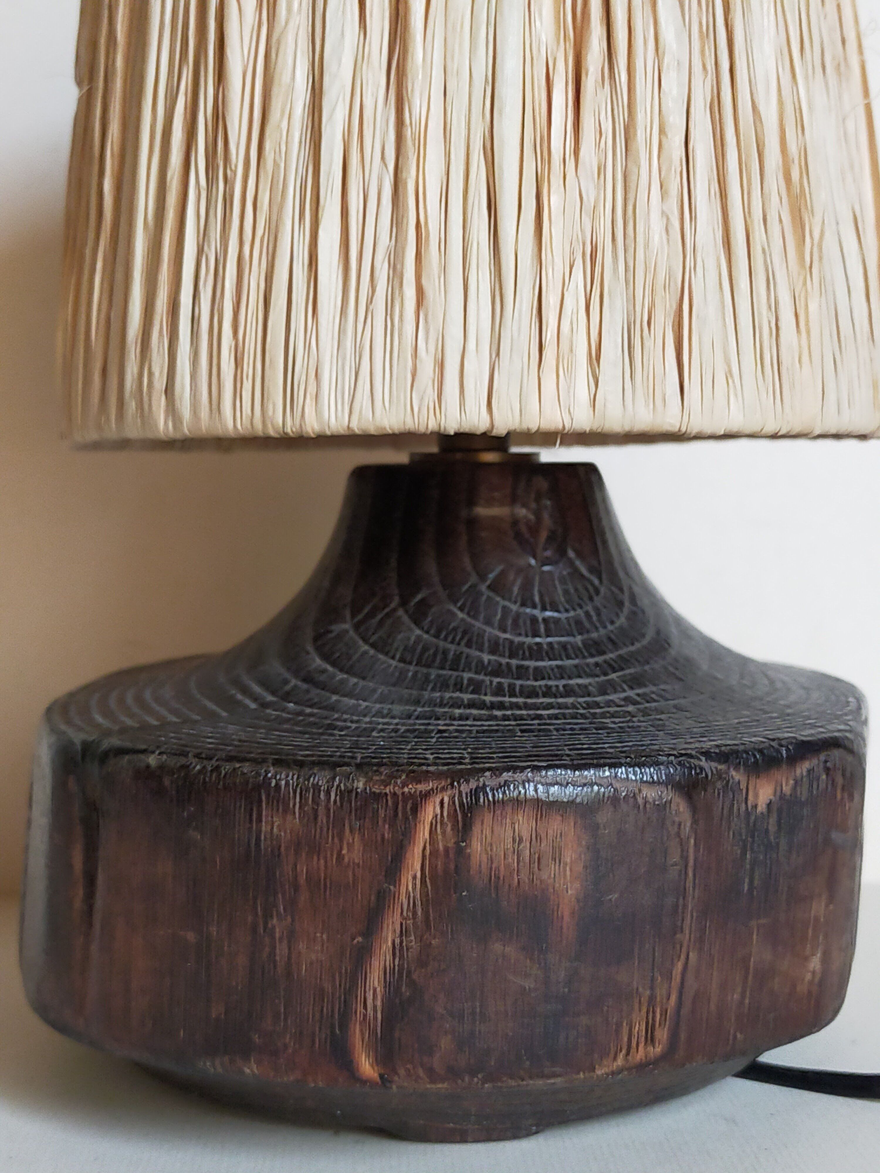 Brutalist free-form lamp in solid wood 60s