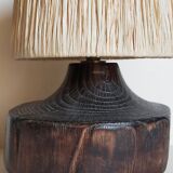 Brutalist free-form lamp in solid wood 60s