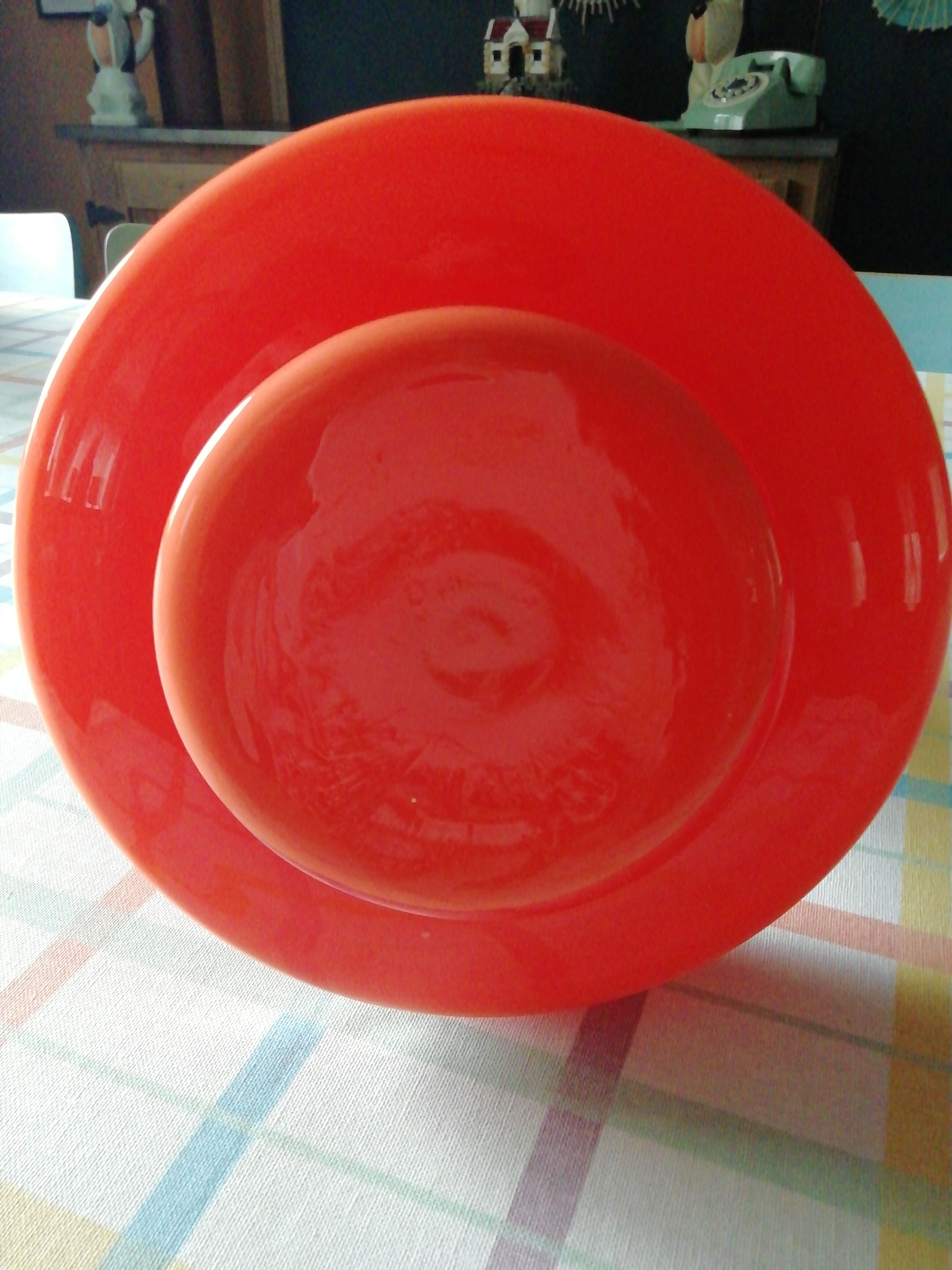 Vase, pichet verre Empoli orange année 70