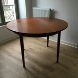 Extended round table in teak 60s