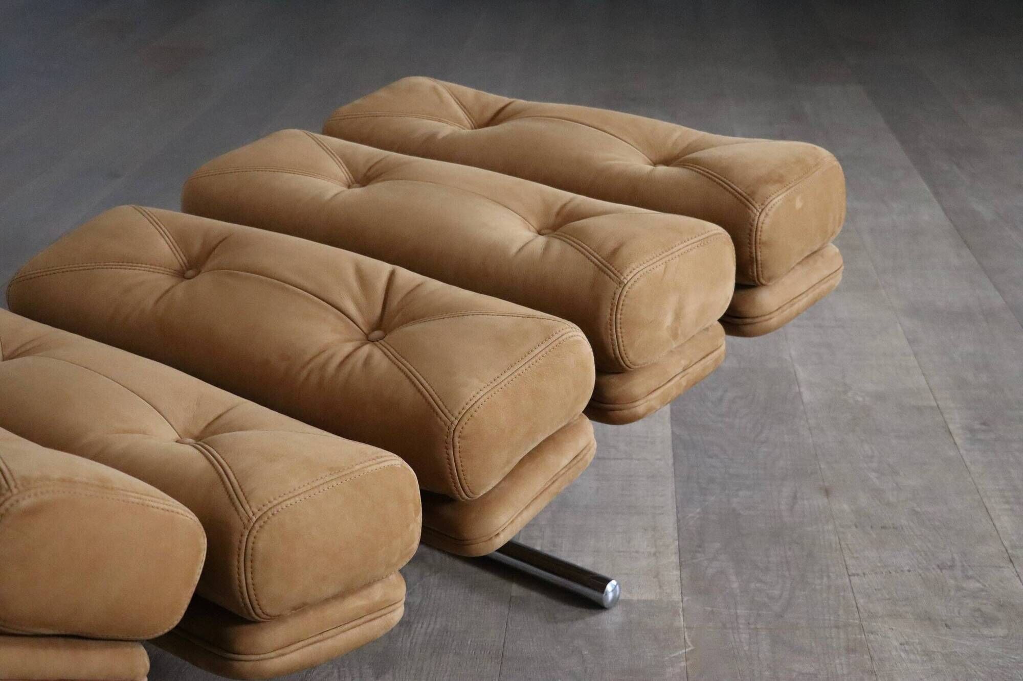 Fauteuil lounge Ric Deforche en cuir nubuck Tan pour Gervan, Belgique ...