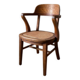 Solid oak and cane armchair