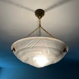 Art Deco washbasin in pressed glass Parakeet décor