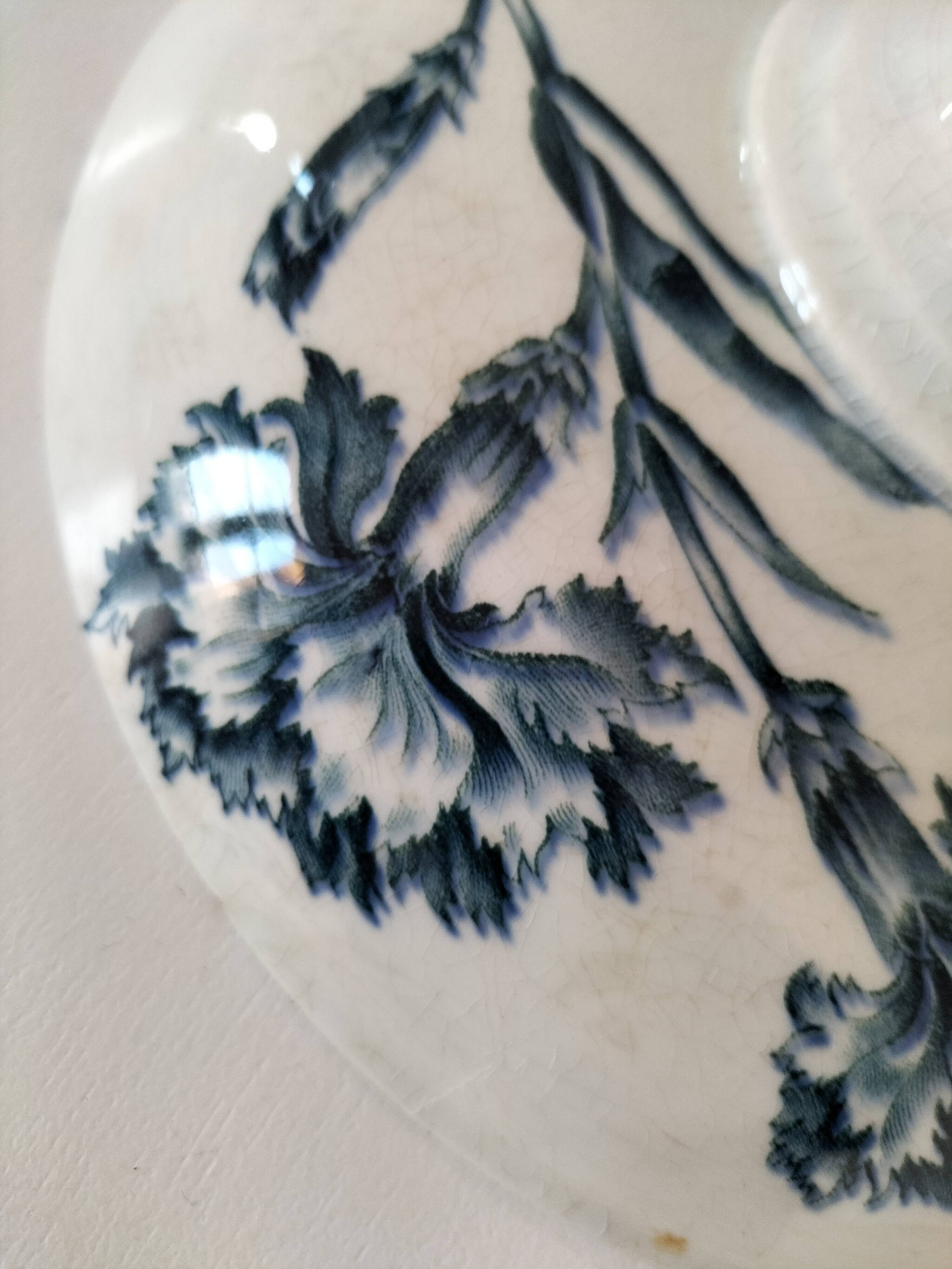 KG Lunéville footed plate with blue carnation decoration, 1880-1910