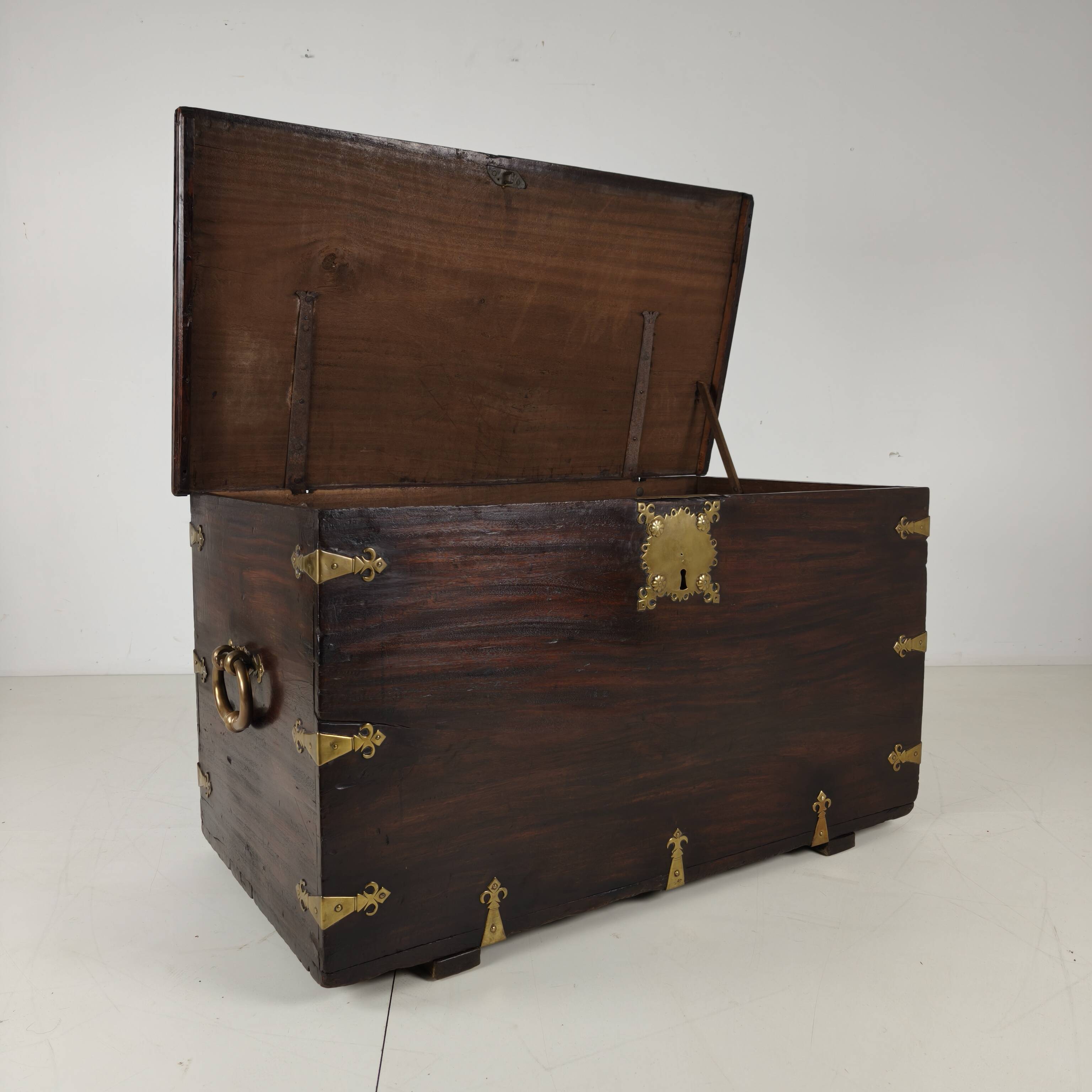 18th Century Dutch VOC Colonial Chest with Brass Mounts