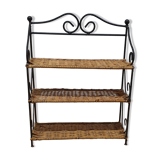 Etagère en fer forgé et osier