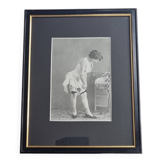 Original photogravure on glossy paper, Model in stockings and shoes 1900
