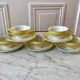 Ensemble de 5 tasses et sous-tasses jaune poussin Moulin des Loups années 50