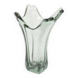 Transparent green Murano glass vase 1960