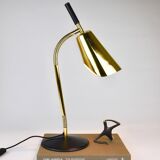Rare desk and table lamp in brass and leather by Carl Aubock II #4280, Vienna, Austria.