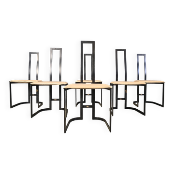 Gastone Rinaldi postmodern dining chairs for Thema Italy, 1980s - set of 6
