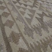 Beige cream scandinavian style kilim handmade flat-woven wool area rug- 198x155cm