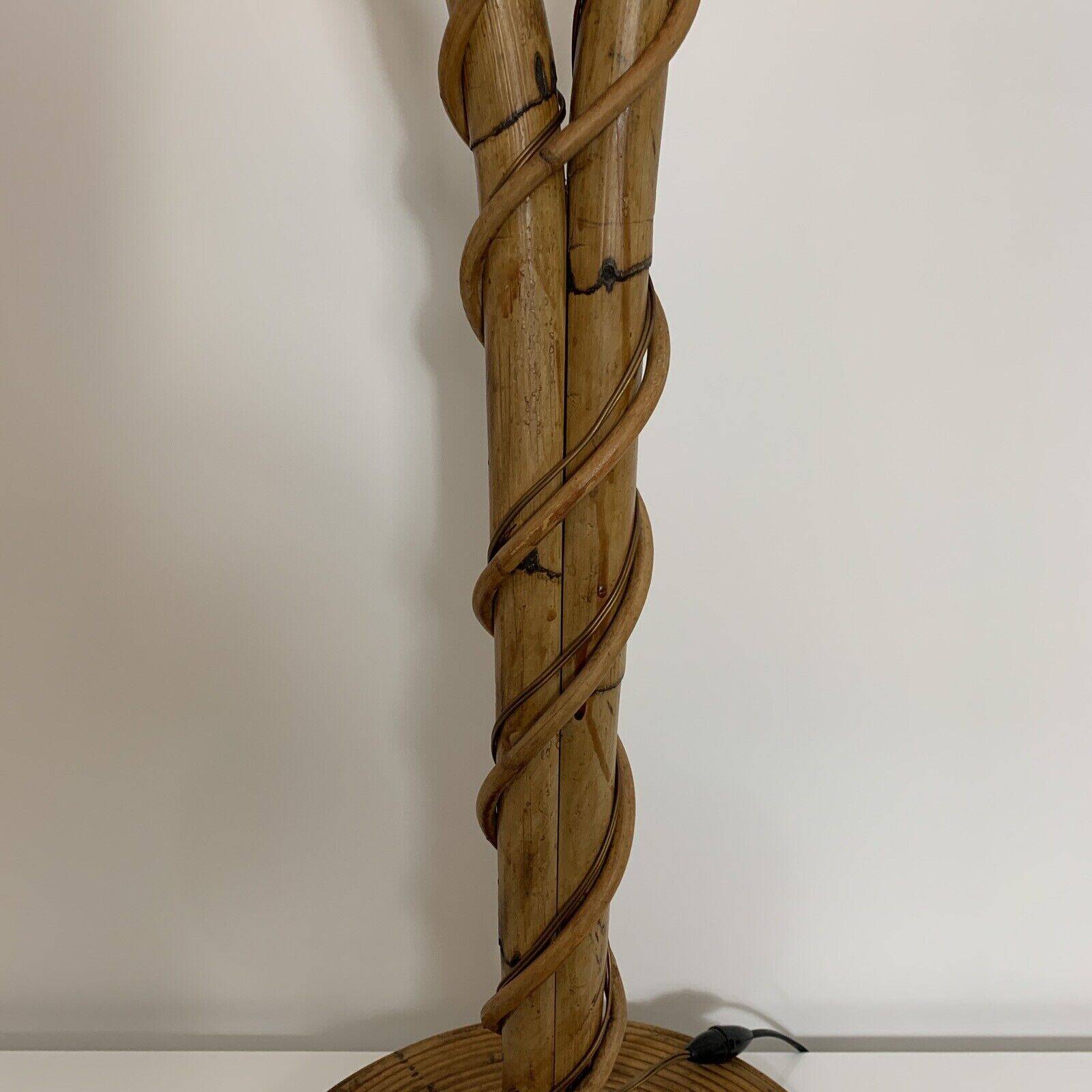 Lampadaire bambou rotin coco vintage