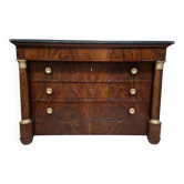 Commode Empire en acajou et placage d’acajou flammé, époque XIXᵉ siècle.