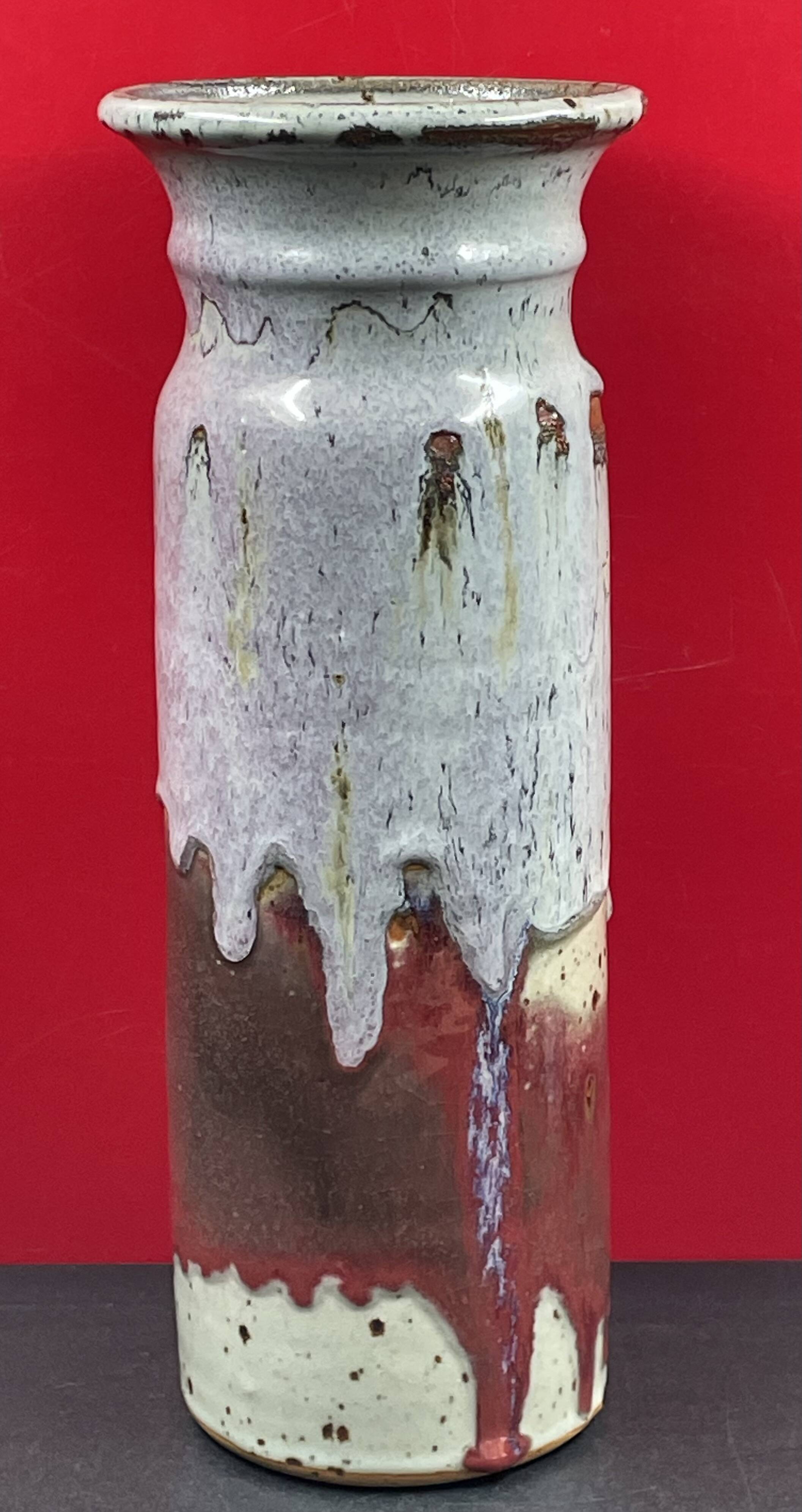 superb flared roller vase signed Les Salicornes Van Duser Lesburgueres 34 cm