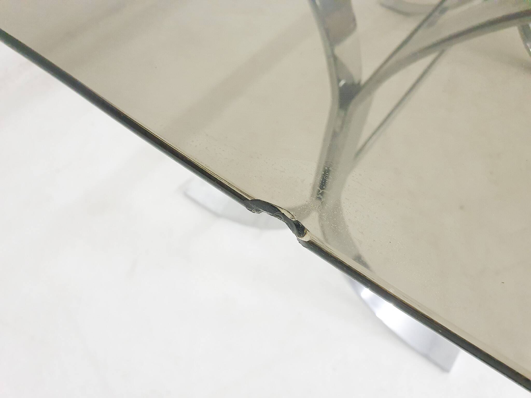 Glass and chrome dining table, 1970's