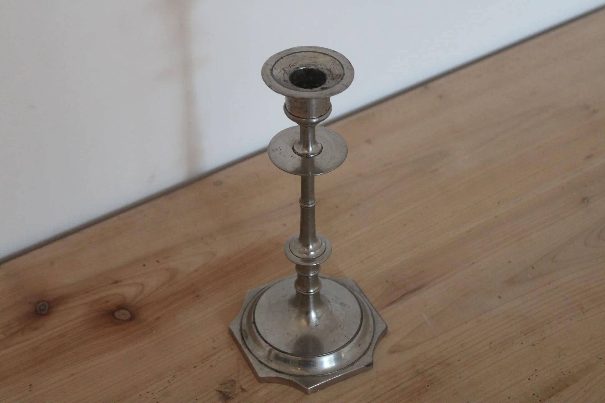 Antique silver-plated candlestick – vintage tall candle holder H25 cm