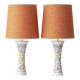 Pair of coloured ceramic table lamps in Art Nouveau style, 1918, with new shades.