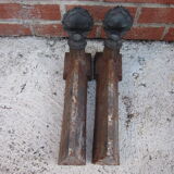 Pair of old cast-iron and bronze chenet