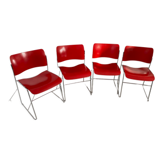 Chairs David Rowland 40 /4 by Seid international, wood and chrome, vermilion red. Chrome without roui