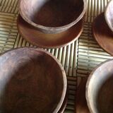 Set de 4 bols et 4 assiettes en bois