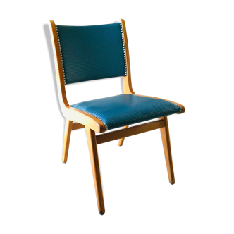Vintage compass foot chair and studded blue skai