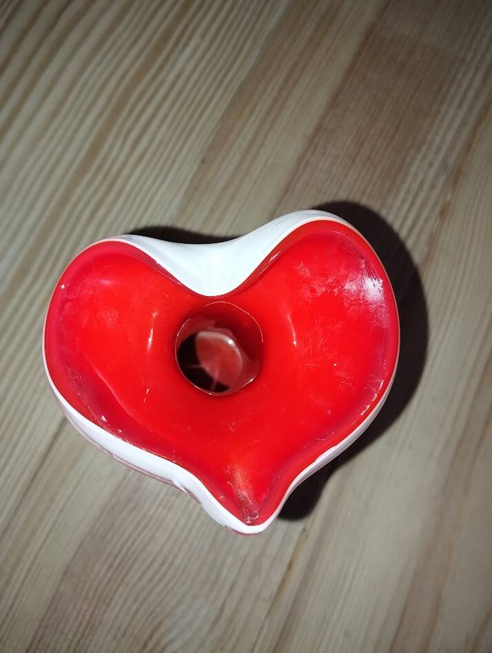 Vintage heart vase – Red blown glass – 1970s