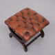 English country house style padded leather ottoman