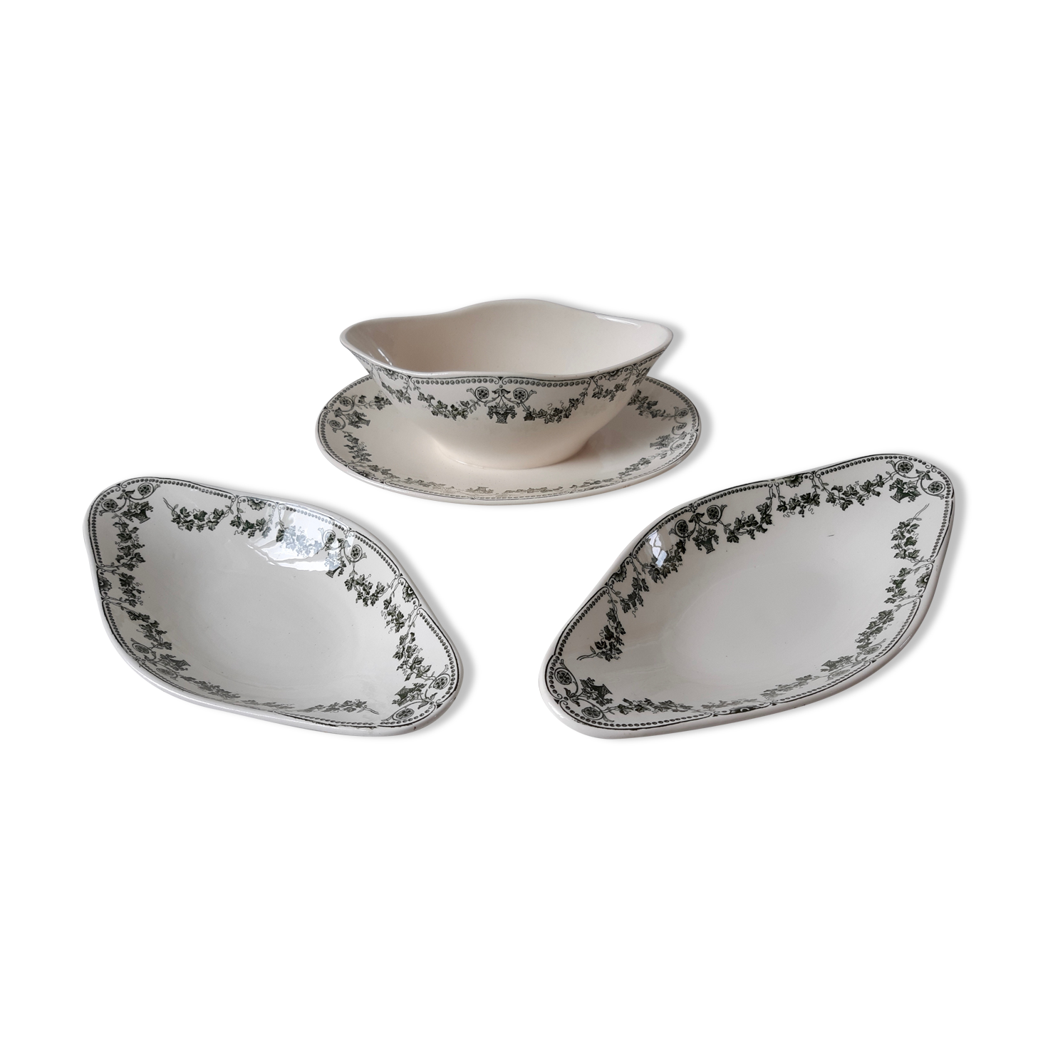 Lot of 2 ravines and gravy boat Badonvilliers model Champagne