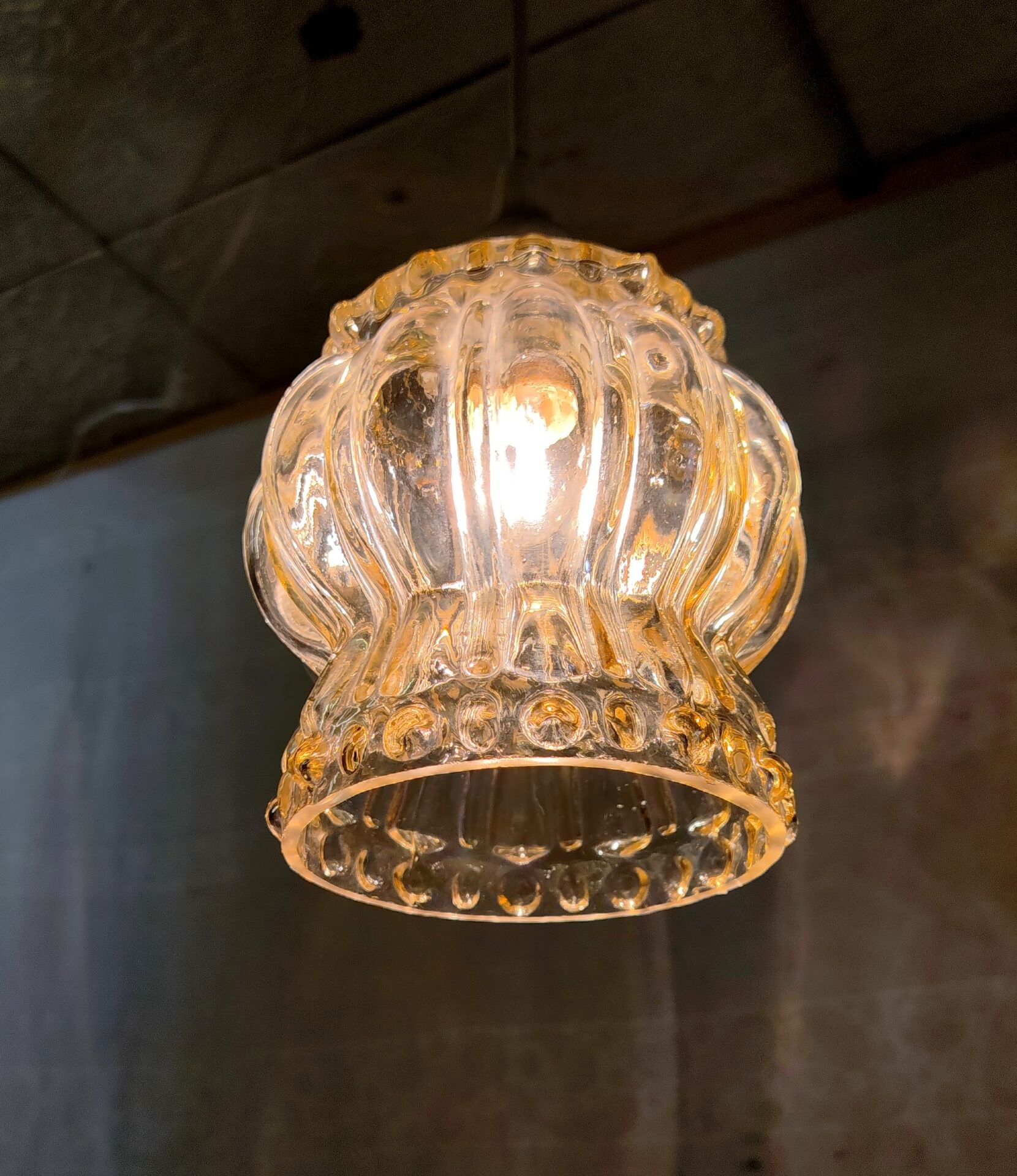 Moulded glass suspension globe - mid 20th century
