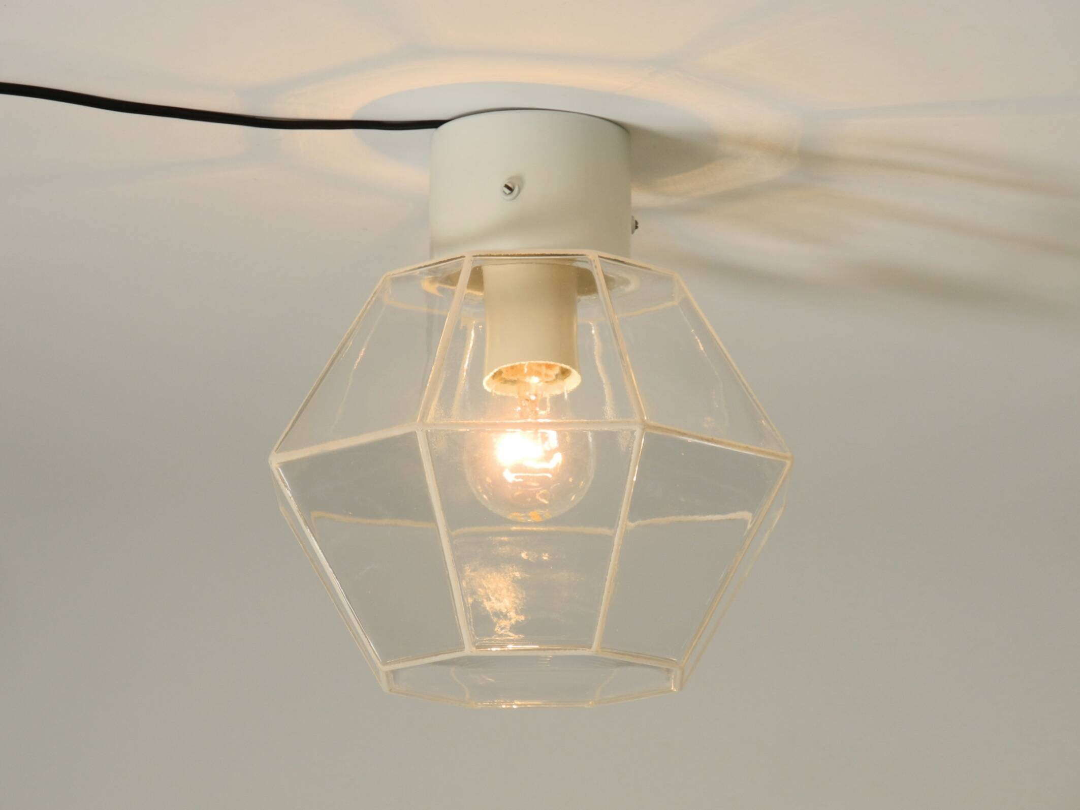 Beautiful 1970s Limburg glass ceiling lamp in octagon shape